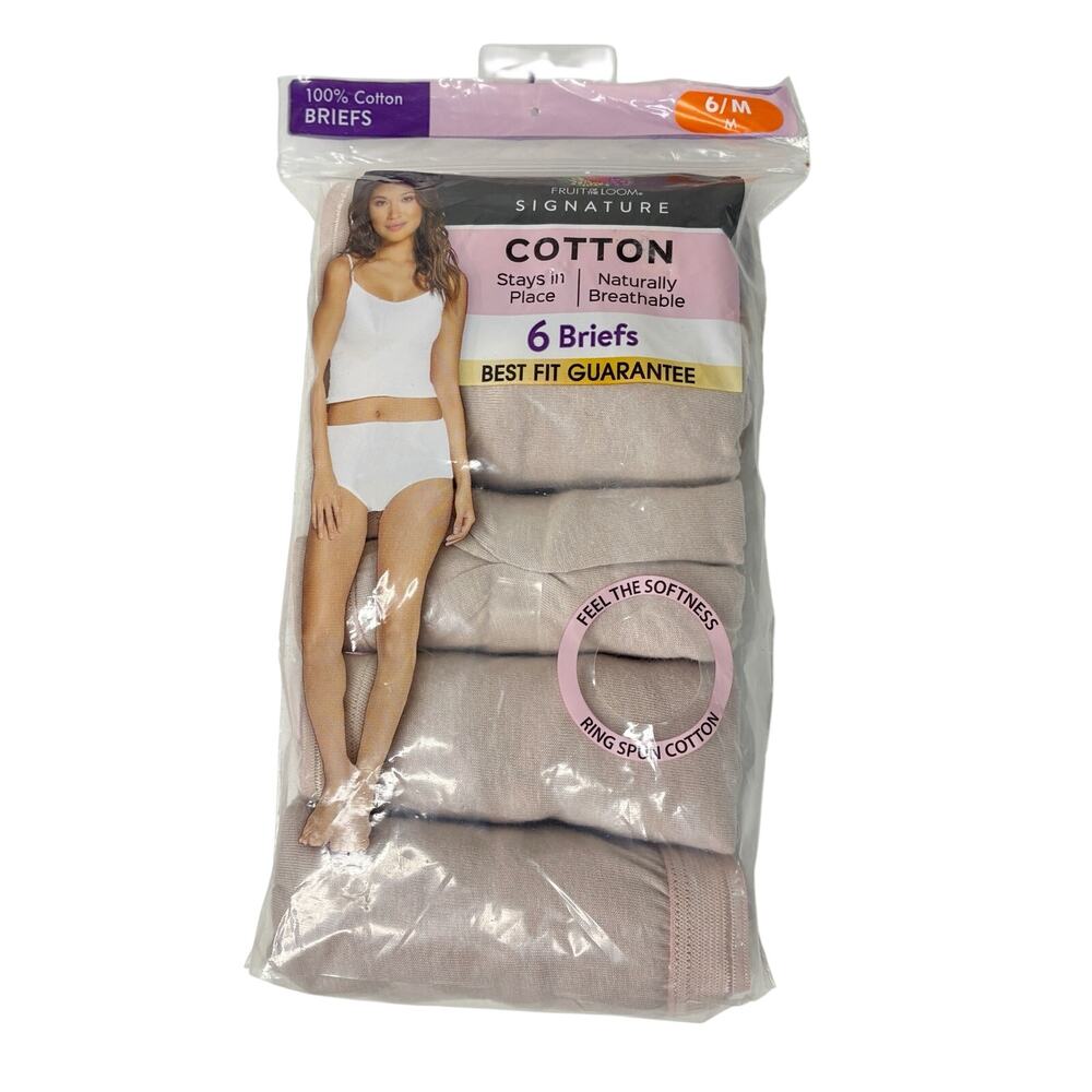 Fruit of the Loom 5-Pack Signature 100% Cotton Briefs Tag Free 6/M NWOT OPEN BAG